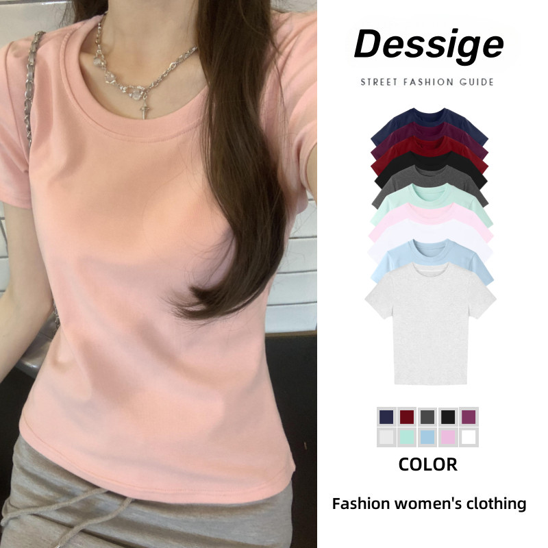Áo baby tee Áo Thun ôm body Áo y2k 100% cotton Áo thun ngắn tay mỏng màu hồng thời trang mùa hè đơn 