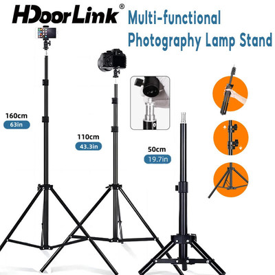Chân máy có thể mở rộng di động HdoorLink 50 / 110 / 160cm Chân đế đèn có thể điều chỉnh 1 / 4 Vít phát sóng trực tiếp Chân đế chân máy Selfie