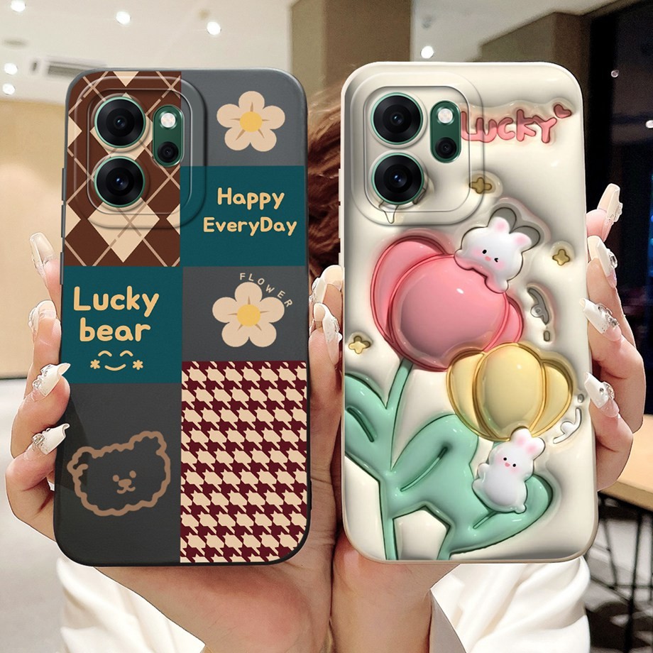 Dành Cho OPPO Reno 14F 5G Ốp Lưng Gấu May Mắn Sơn Vỏ Cho OPPO Reno14 F Reno 14F CPH2743 Ốp Lưng Sili