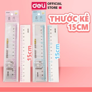  Thước Kẻ Deli 15 20cm Trong Suốt Màu Hồng Xanh - Thước Đo Tỷ Lệ Chuẩn Dụng Cụ Học Tập Học Sinh Dân Văn Phòng 