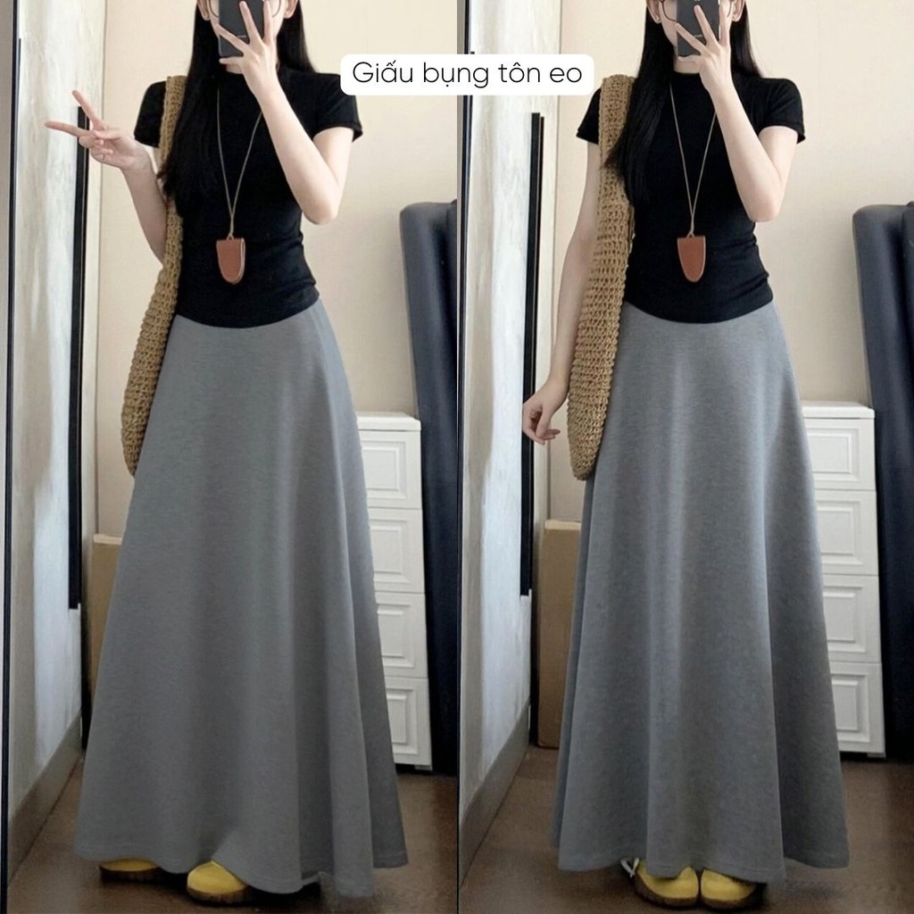 Chân váy dài dáng suông chữ A Mely Fashion Nỉ da cá mềm mịn cạp chun co giãn phong cách hàn quốc dễ mặc dễ phối đồ CV124 | BigBuy360 - bigbuy360.vn