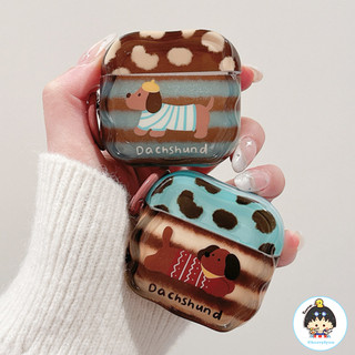  Retro Dachshund Vỏ tai nghe trong suốt Tai nghe không dây Bluetooth Vỏ silicon cứng Tương thích cho Airpods 1 2 3 4 Pro 2 3 Vỏ tai nghe 