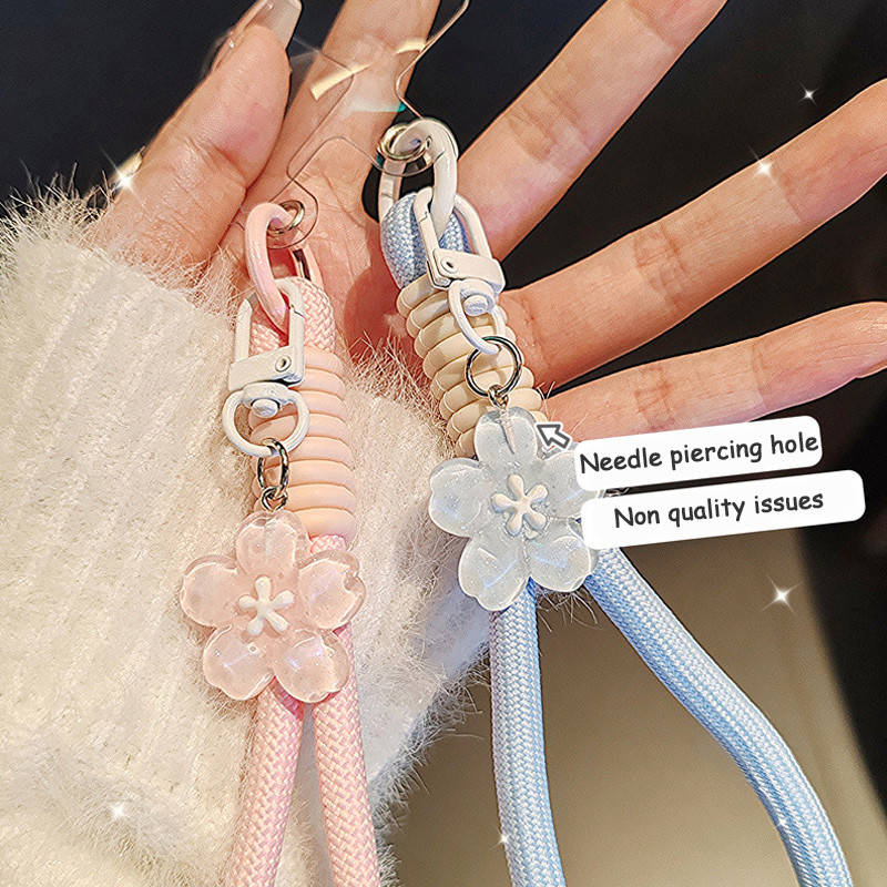 【Elevn】Trái tim cô gái thạch hoa anh đào điện thoại mặt dây chuyền dễ thương hộp đựng tai nghe đa năng dây đeo | BigBuy360 - bigbuy360.vn