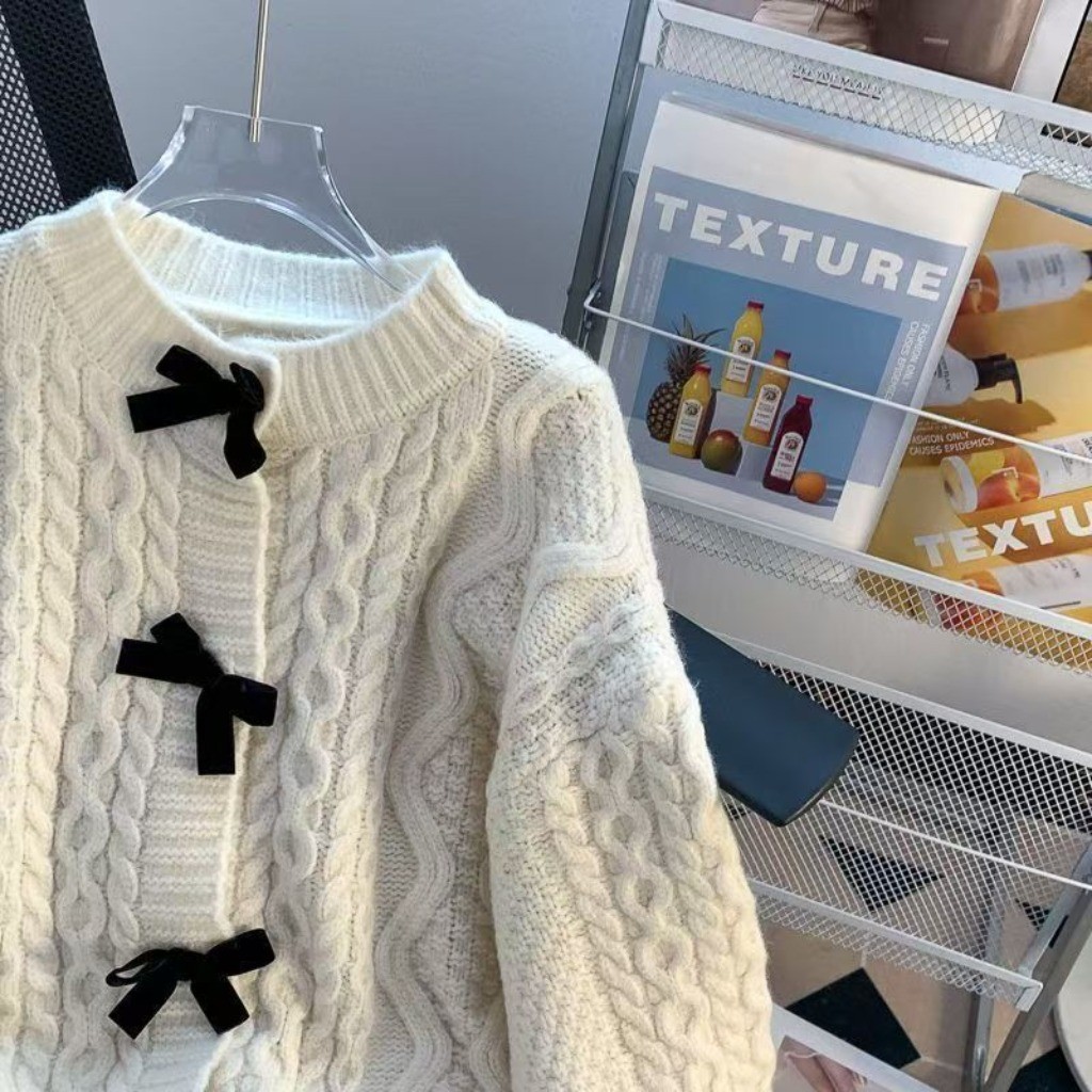 Meet-Adm Áo Len Dệt Kim Dày Dặn Dành Cho Nữ Áo Cardigan Dệt Kim Nơ Thời Trang Thu Đông Mới | BigBuy360 - bigbuy360.vn