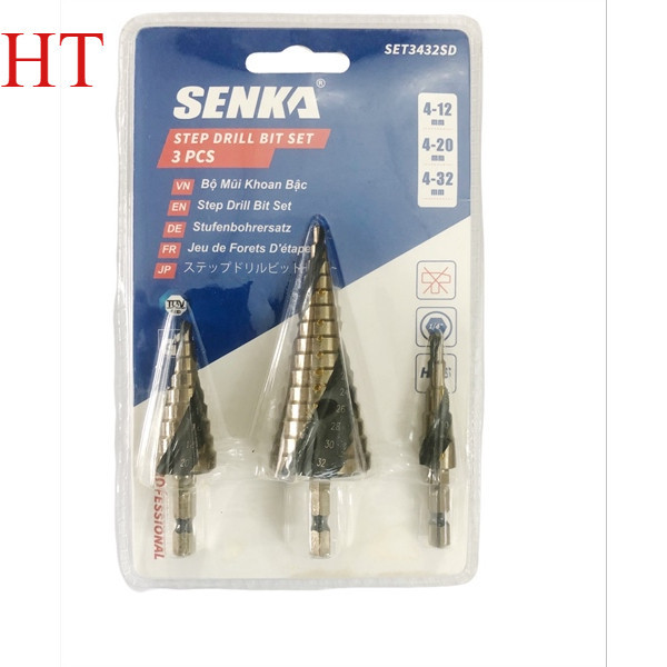 Bộ 3 mũi khoan tháp xoắn SENKA 4-12mm,4-20mm,4-32mm  cao cấp Máy xây dựng HT
