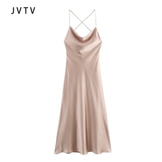 10411 JVTV Dangling Collar Backless Frenulum Cao Cấp Chiều Dài Giữa Đầm Đa Năng