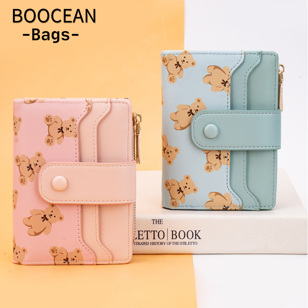 BOOCEAN Ví ngắn nữ, Ví da PU PU in hoạt hình, Ví đựng tiền xu