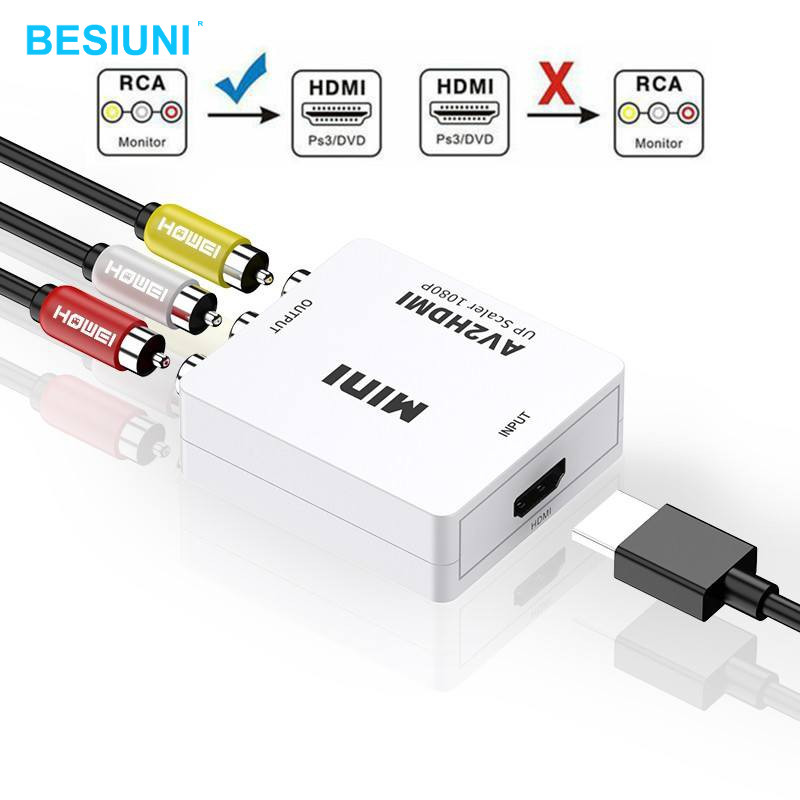 RCA sang HDMI AV2HDMI AV sang HDMI 1080P RCA Composite CVBS AV sang HDMI Bộ chuyển đổi Video Âm than