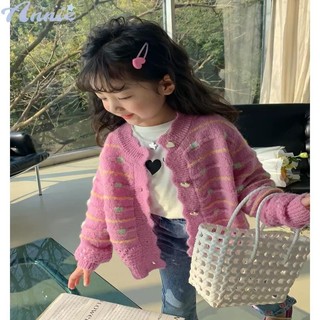 Annie Áo len dệt kim bé gái Áo khoác trẻ em thời trang Quần áo trẻ em Hàn Quốc Áo bé gái