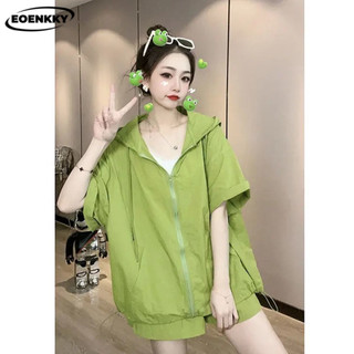 Set Đồ Thể Thao Có Áo Khoác Hoodie Tay Ngắn Chống Nắng Phối Quần Short Thời Trang Cá Tính Cho Nữ