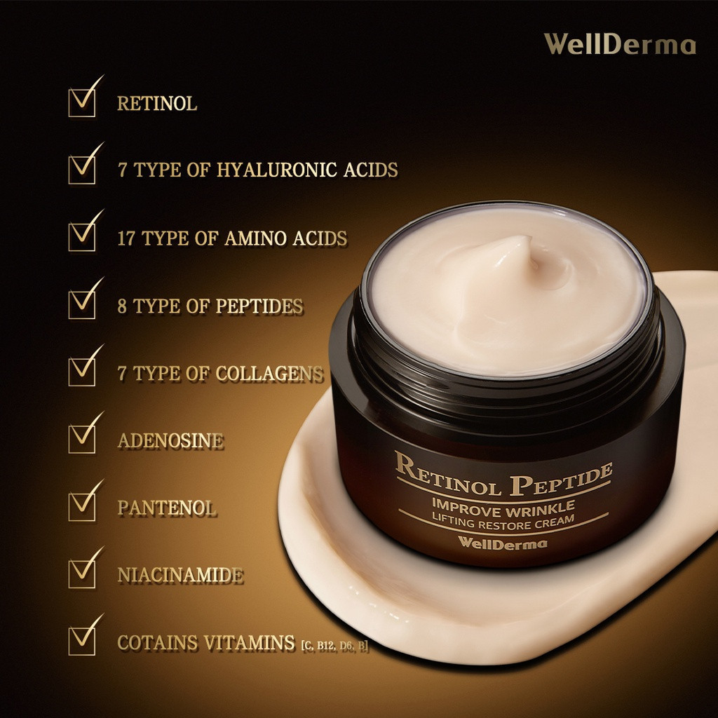 Kem Dưỡng Nâng Cơ Mặt Retinol Peptide WellDerma - MÈO BEAUTY