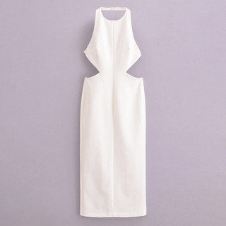 Uibey Fashion Halter Solid Color Hollow Out Cultivate Oneself Dress 240230
