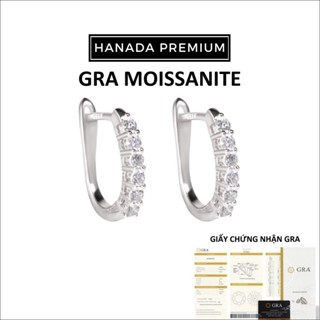 [CHỨNG NHẬN GRA] Khuyên Tai Đá Moissanite 2MM Bạc 925 Xi Bạch Kim Tròn Đá Nam Nữ HANADA 1716 A10