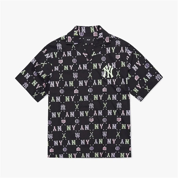 Áo sơ mi chính hãng MLB Summer Monogram Short Sleeve Shirt New York Yankee - Black