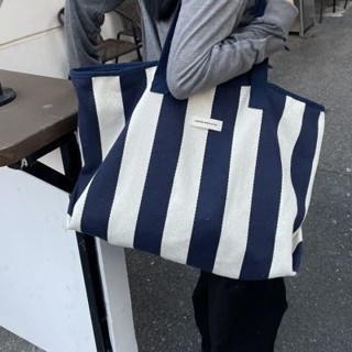 Sọc Cổ Điển Dày Dung Tích Lớn Túi Vải Túi Tote Túi Đeo Vai Nữ Công Sở Trường Đi Làm Túi Vải Thời Trang Túi Vải Mua Sắm Du Lịch