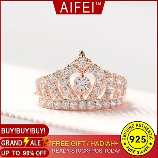 Nhẫn Mạ Vàng Hồng 18k Hình Vương Miện Đính Đá Sang Trọng