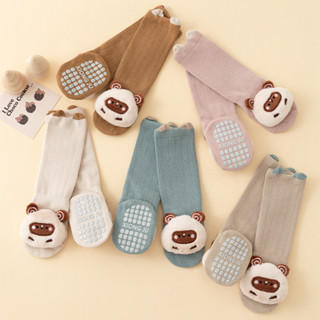 Dễ Thương Gấu Sang Trọng Cho Bé Tất Dài Bé Trai Bé Gái Thu Đông Dày Ấm Đầu Gối Cao Tất Chống Trơn Trượt Sàn Tất Cho Bé Tập Đi
