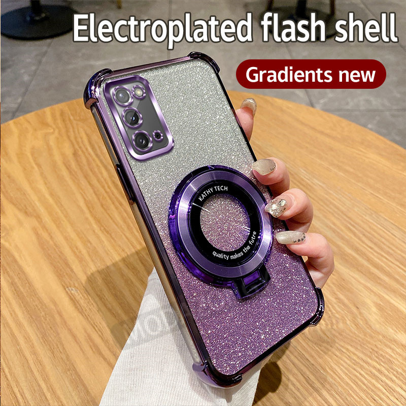 Dành Cho Samsung Note 20 Ốp Lưng Silicon Mềm Lấp Lánh Mạ Điện TPU SoftCase Chống Rơi Chống Sốc Samsung Galaxy Note20 Vỏ Điện Thoại Có Giá Đỡ Từ Tính