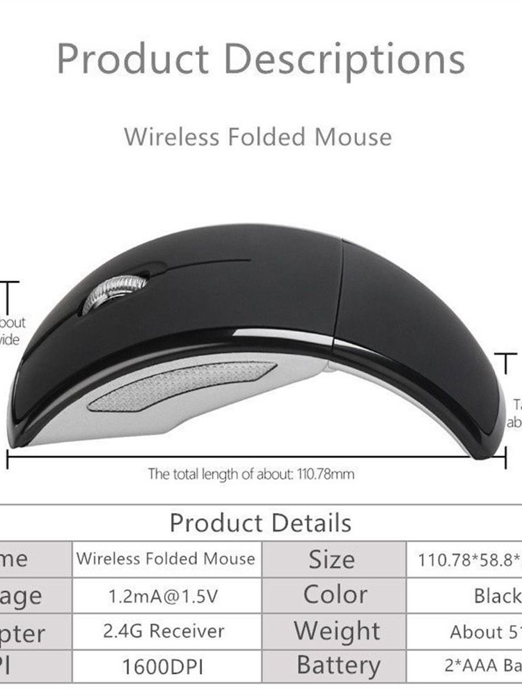 [SS originality]
 HESTING Portable Ergonomic Optical Office for PC USB Receiver Mouse Foldable Fold