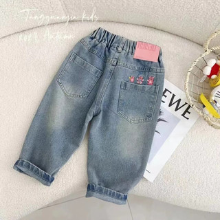 Hot Phong Cách Mới Nhật Bản Trẻ Em Hàn Quốc Quần Jean Mùa Xuân 2024 Phong Cách Mới Bé Gái Phong Cách Hàn Quốc Quần Thời Trang Phù Hợp Với Thêu Dâu Gấu Quần Hợp Thời Trang