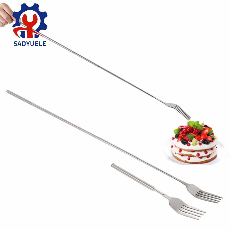 BBQ Telescopic Extendable Fork Dinner Fruit Dessert Long Handle Cutlery Forks