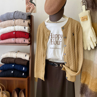  Suxi Retro Đơn Giản Giảm Béo Pháp Thu Đông Phong Cách Mới Cổ Tròn Dài Tay Dệt Kim Cardigan Áo Len Nữ 241005 