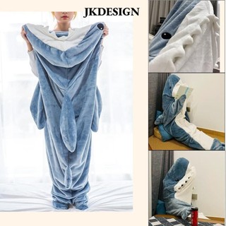 Jkdesign Loose Onesie Pyjama, Chăn có thể đeo được Túi ngủ cá mập hoạt hình, Bộ đồ ngủ có mũ trùm đầu chất lượng cao Túi ngủ cá mập nâng cấp