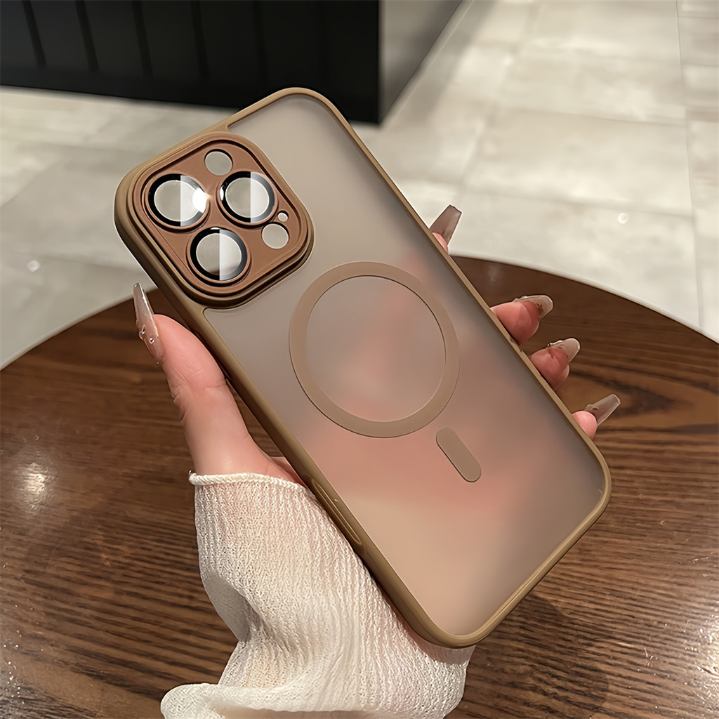 Ốp điện thoại mờ màu titan sa mạc cho IPhone 16 Pro Max 13 14 15 Pro Max 16 Plus Vỏ từ tính mờ Vỏ chống sốc