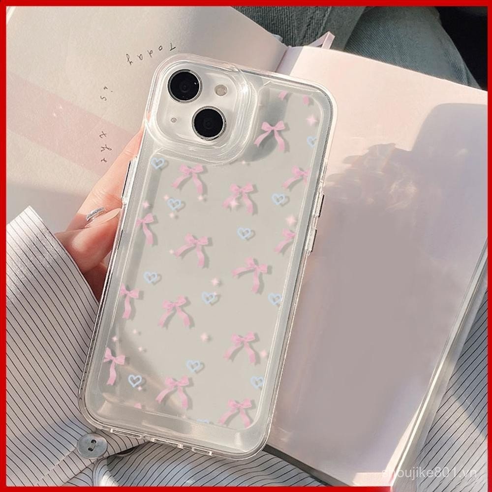 Mowin-Ốp trong suốt cho Iphone 15 Pro Max, Ốp TPU mềm chống sốc, Vòng Tay Dây nơ đẹp, tương thích vớ