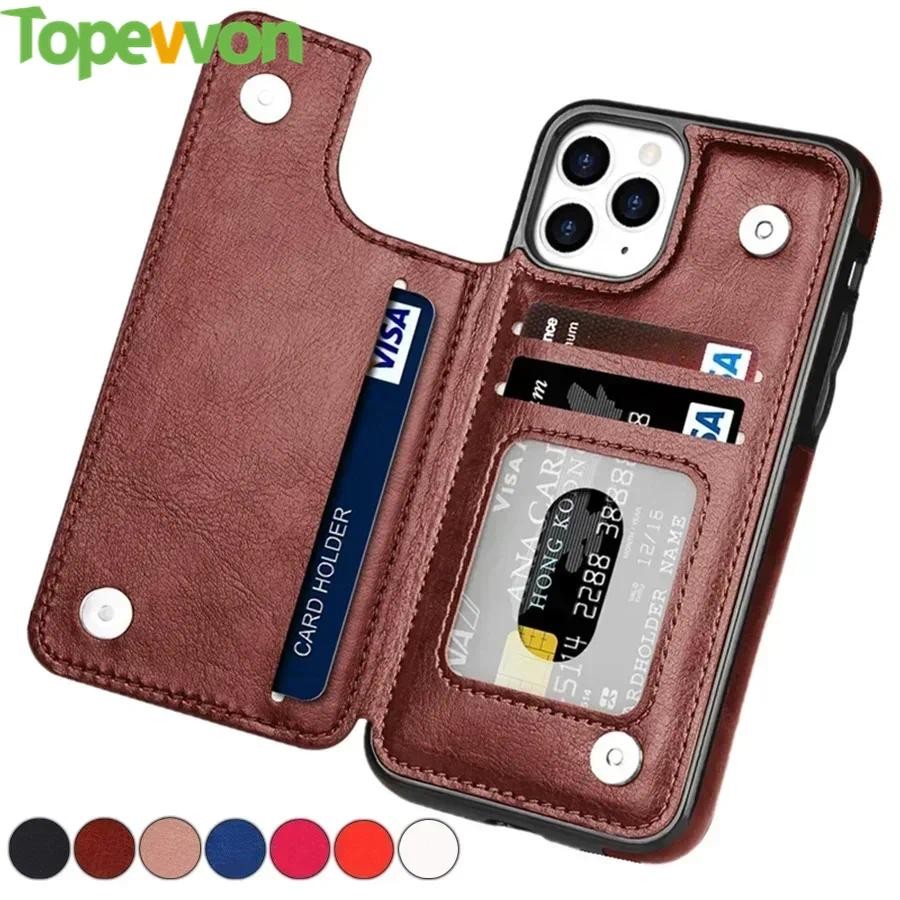 Ốp điện thoại Cho iPhone 16 15 14 13 Pro Max 16 15 Plus 14 13 Ví Mini Nút Đôi Có Khe Cắm Thẻ Đứng Bao Da Lật