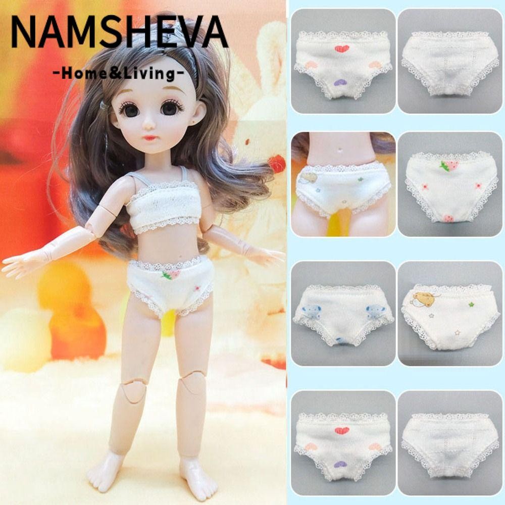 Quần lót Cotton ren NAMSHEVA, 3 kiểu đàn hồi Đồ lót búp bê 30cm, Trang trí nhà búp bê DIY dễ thương 