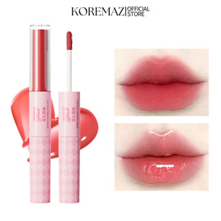  KOREMAZ 2 Trong 1 son môi hai đầu đôi son môi lỏng mờ son môi nhung son môi màu nhẹ sắc tố cao lâu trôi vẻ đẹp Trang điểm tự nhiên 48H Son bóng lâu trôi không thấm nước 
