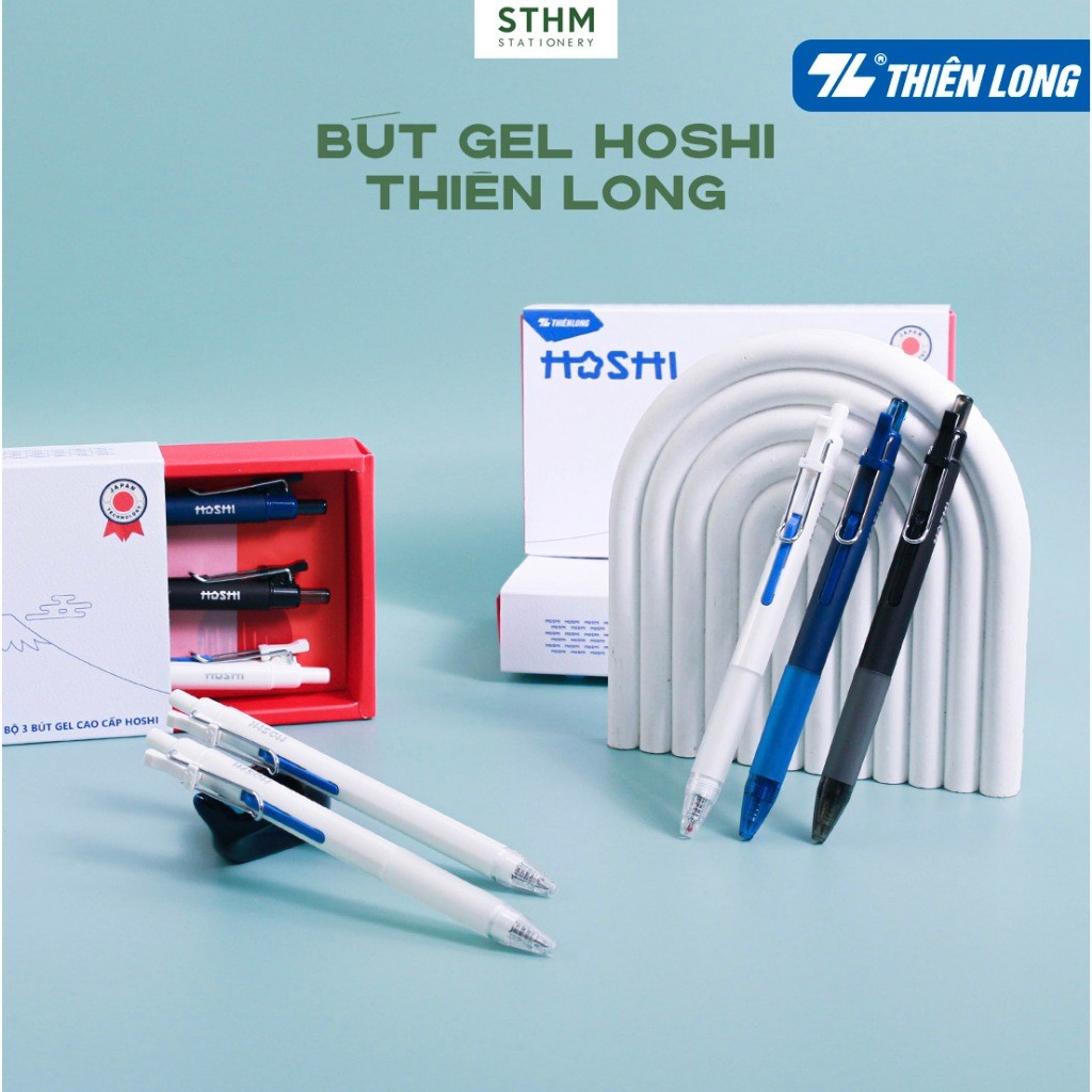 Bút gel Hoshi Thiên Long ngòi 0.5mm công nghệ Nhật Bản, có khoá ngòi thông minh - STHM stationery