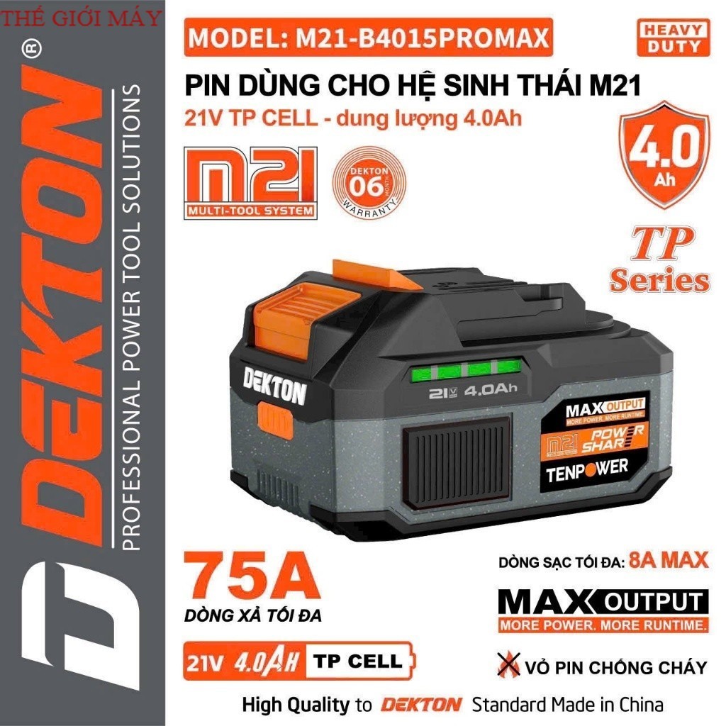 Pin 4A DEKTON M21-B4015PROMAX bảng mạch công nghệ thế hệ mới Chân Pin Phổ Thông, MẪU MỠI TG Máy xây 