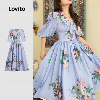 Lovito -  Váy trang nhã Cấu trúc Dây hoa Váy xuân hè dành cho nữ L138ED025