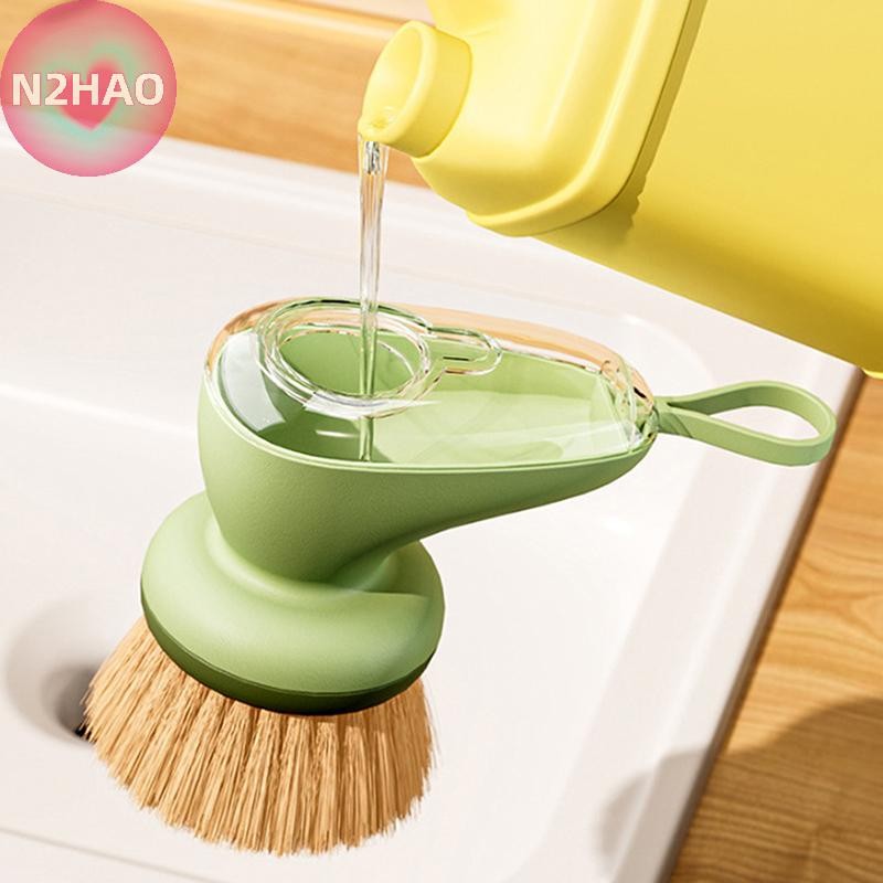 Bàn chải rửa chén xốp N2HAO với bình đựng xà phòng có thể đổ lại Nồi rửa chén Dụng cụ làm sạch hiệu 
