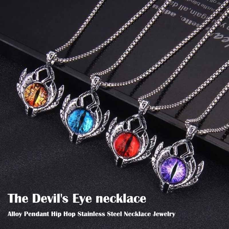 Stainless Steel Chain Necklace Vintage Punk Turkish Devil's Eye Alloy Pendant