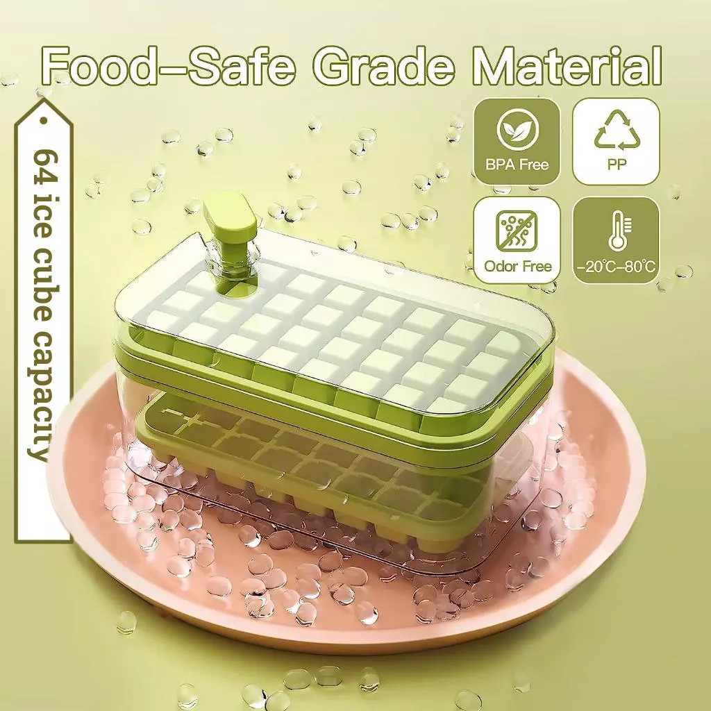 Pressing Ice Cube Mold Double-layer Large Capacity Tray Reusable Dustproof Ice Cube Storage