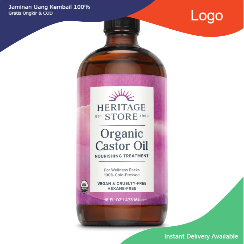 Dầu thầu dầu hữu cơ HERITAGE STORE Organic Castor Oil 473ml USA
