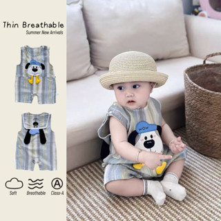 Quần Áo Cho Bé 0-24 Tháng Tuổi Bé Trai Bé Gái Mùa Hè Không Tay Body Loại A Cotton Dễ Thương Chó Con Thoáng Khí Mỏng Phong Cách Hàn Quốc Áo Liền Quần