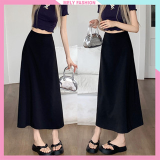  Chân váy chữ a dài Mely Fashion dáng suông midi xòe dài qua gối ulzzang vintage màu đen tôn dáng dễ phối đồ CV55-02 