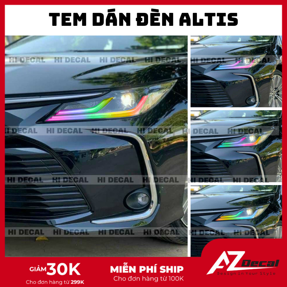 Tem đèn Altis, decal dán đèn xe Altis trang trí đèn xe bền màu, chống nước Az Decal