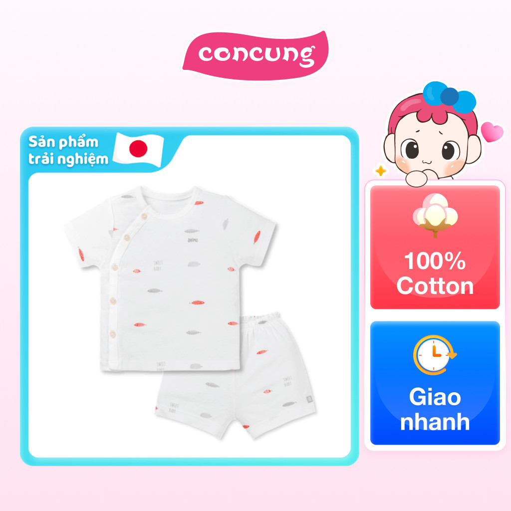 Bộ modal kháng khuẩn ngắn Animo HR VD0525062 (0-3M, Trắng)