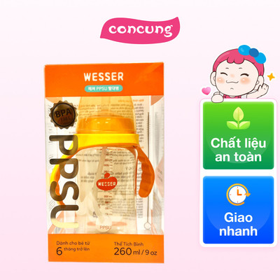 Bình ống hút PPSU Wesser 260ml