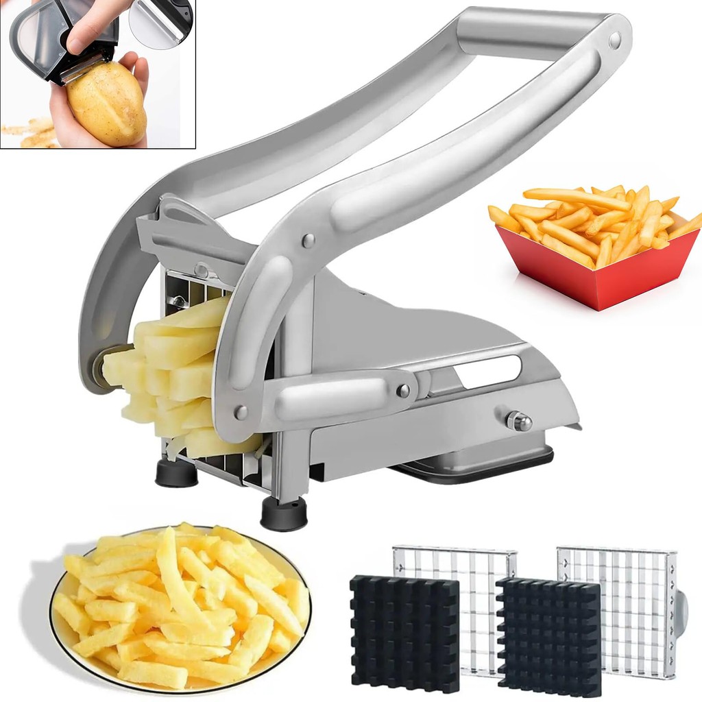 Máy cắt thủ công đa chức năng Máy cắt khoai tây chiên kiểu Pháp Máy cắt thịt bằng thép không gỉ Hoàn hảo để cắt khoai tây, dưa chuột, trái cây