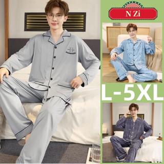 Bộ Đồ Ngủ Nam Cotton L đến 5XL Plus Size, Tay Dài Phù Hợp Mùa Thu Đông