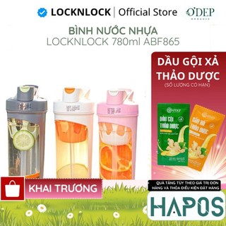 Bình nước nhựa Tritan 780ml LocknLock Chính hãng, có quai cầm, ống hút silicone ABF865- HAPOS HHL