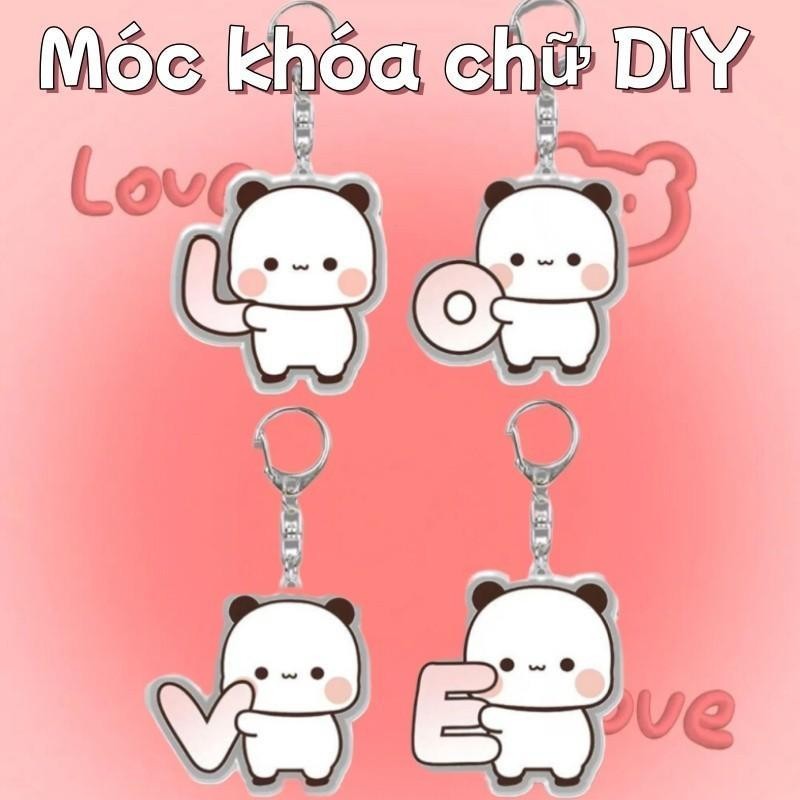 DIY Cặp Đôi Tên Chữ Móc Khóa Gấu Dễ Thương Móc Khóa Người Bạn Bestie Quà Tặng Vật Dụng
