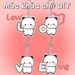 DIY Cặp Đôi Tên Chữ Móc Khóa Gấu Dễ Thương Móc Khóa Người Bạn Bestie Quà Tặng Vật Dụng