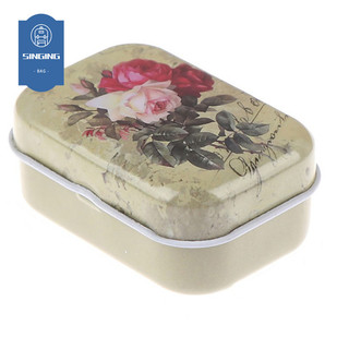 Hoa Mini Thiếc Trượng Trang Sức Hộp Đựng Đồng Xu Thiếc Hộp Bảo Quản Hình Chữ Nhật Nhỏ Vinh Quang